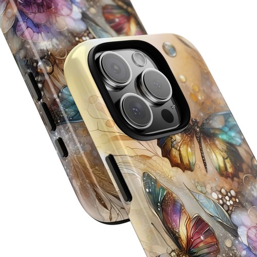 Gold Floral Butterfly Phone Case, Elegant Botanical Alcohol Ink Luxe Cover | X47 - 第 11/272 張圖片