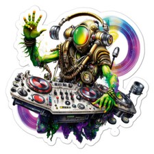 Alien DJ, Vinyl Decal Sticker, Indoor Outdoor, 3 Sizes, 9324