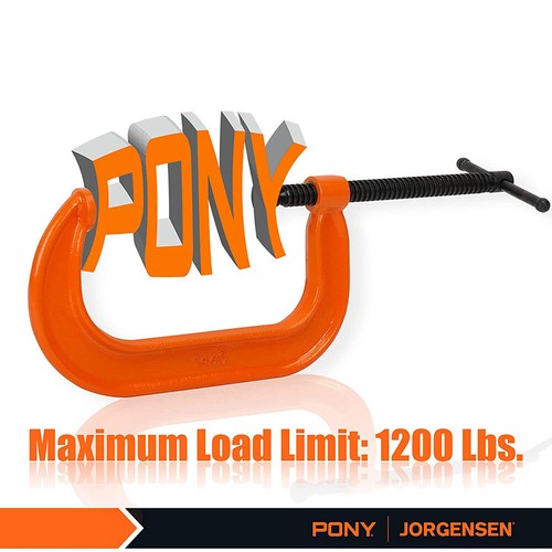 Pony 6-inch C-Clamp 2-Pack Set Clamps 1200lbs Load Heavy Duty for Woodworking - Picture 4 of 7