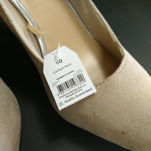 Time And Tru Heels Slip On Pumps Women Size 10 Tan Sand Pointed Toe NEW w/FLAW - Picture 5 of 12