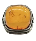 Vintage Baltic Large Amber Sterling Silver Polish Ring Size 5.75