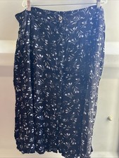 Vintage 90s Sag Harbor Skirt Midi Black Floral Button Retro Cottagecore Artsy 2X