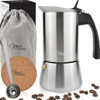 Milu Espressokocher Edelstahl Mokkakanne FüR Induktion 6 Tassen 300Ml Silber