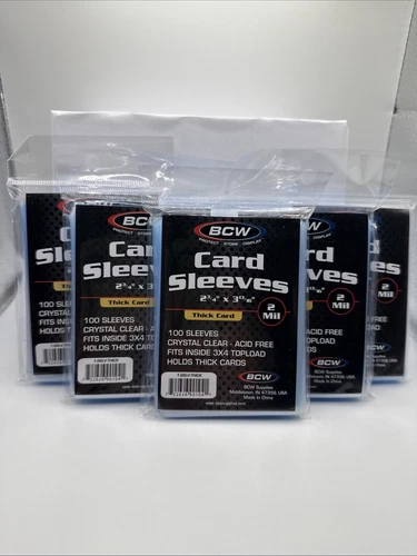 BCW THICK Penny Card Soft Sleeves 5 Packs of 100 for THICK Sized Cards = 500