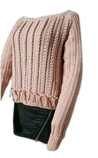 $448.00 NWT Worth Women's Sweater Shell Pink Braided Pullover Size Large 12-14