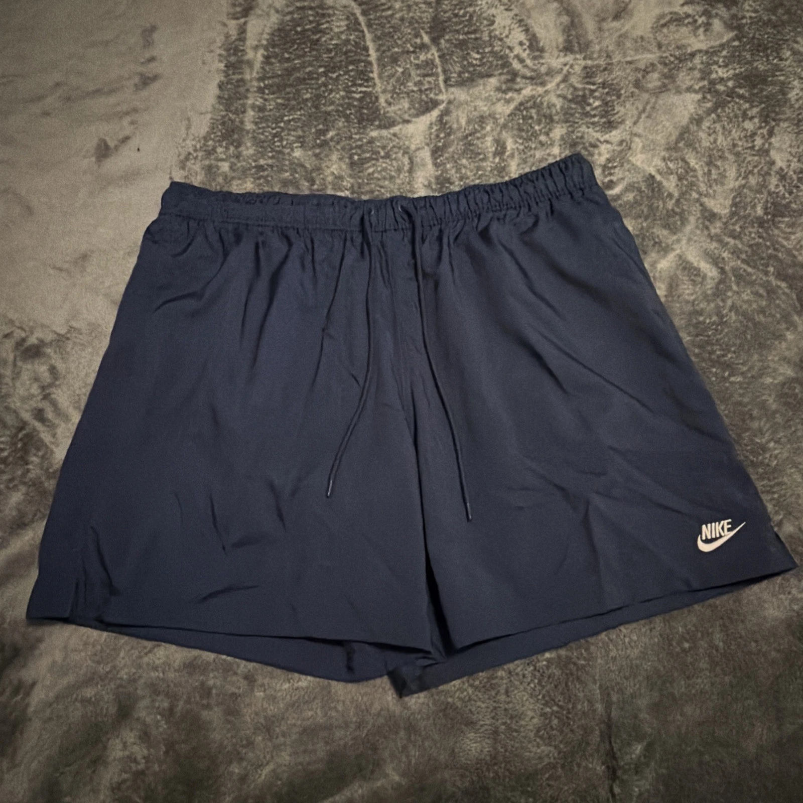 XL Nike Club Flow Blue Woven Mesh Lined Shorts Navy Mens FN3307-410