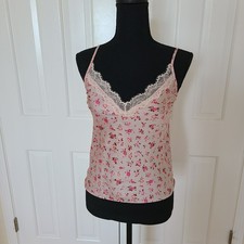 Victoria s Secret Floral Lace Satin Cami Pink Y2K Tank Top Size S