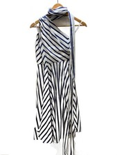 CAROLINA HERRERA Dress, White Striped Cotton, Size M Total length: 111cm