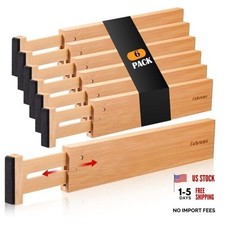 Drawer Divider 6 Pack, Bamboo Dresser For 13-17in deep drawers inner size