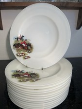 JAJ Pyrex Tally Ho Hunting Scene Luncheon Plate Vintage Equestrian Tableware