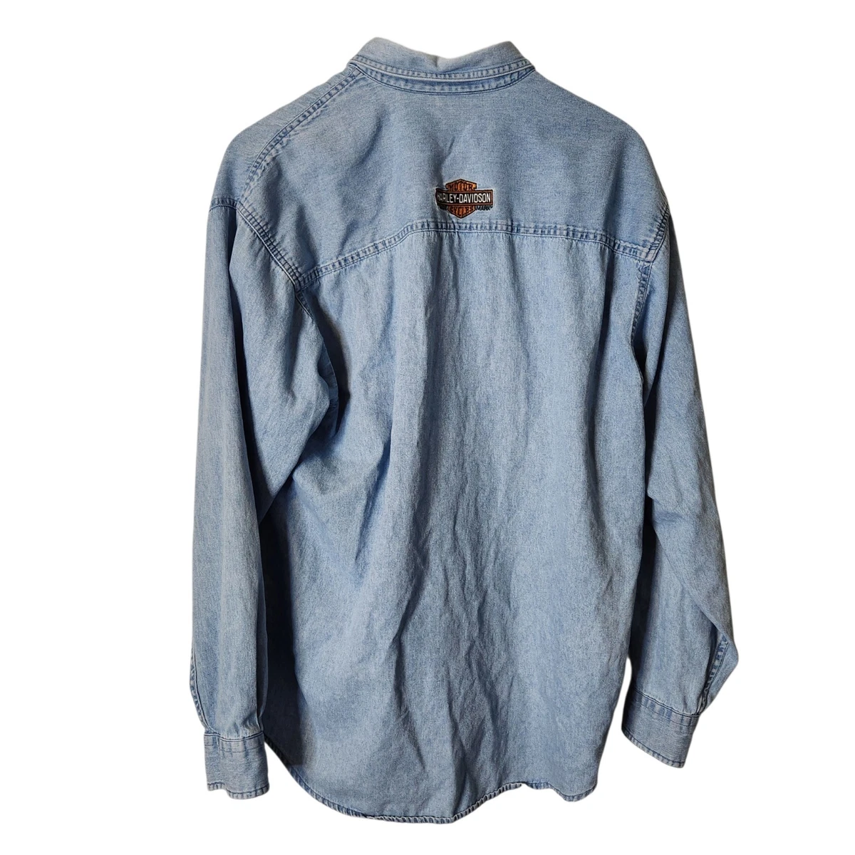 Harley-Davidson Denim Long Sleeve Casual Button-Down Shirts for