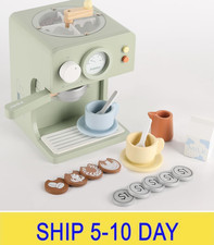 Kids Wooden Coffee Maker Toy with Grinder, Pretend Play Kitchen Appliances  Acc