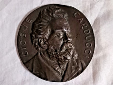 Fine '800 - Placca Medaglia Ritratto in Bronzo di Giosuè Carducci Italia