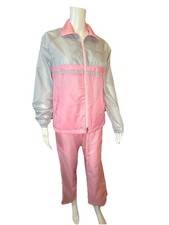 VTG 80s Macgregor Pink Windbreaker Tracksuit Jump Suit Jogging Set Workout Med