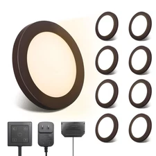 LED Puck Lights 8 Pack, 6mm Ultra-Thin Plug in Under Cabinet Lighting with To...