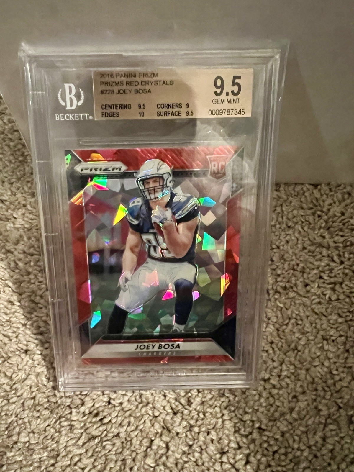 2016 Panini Prizm Joey Bosa #228 Red Ice Crystals Rookie RC /75 SP BGS 9.5 Mint
