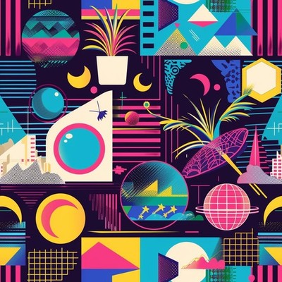 Angles 90s Abstract Printed Cotton Fabric By The Yard