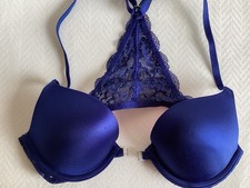 Pink Victoria Secret  Women’s Bra Push -Up Racer Back Lace Blue 34A