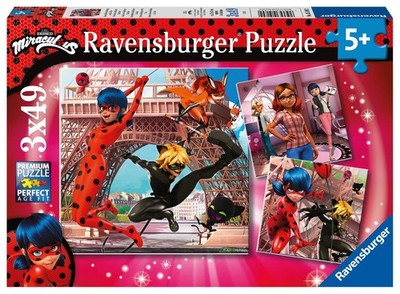 Ravensburger Kinderpuzzle 05189 - Unsere Helden Ladybug und Cat Noir - 3x49 ...