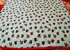 Vintage Train Theme Baby Blanket Quilt Wrap Swaddle Nursery Decor 30" x 41" 230