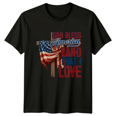 God Bless America Land That T-Shirt Christian Patriotic 4. Juli Geschenk für Ihn