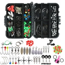 188Pcs Fishing Tackle Kit Accessories Lures/Sinker/Weights/Beads/Hooks/Swivels S