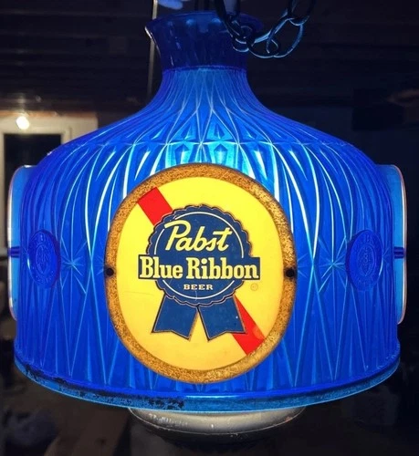 Vintage Pabst Blue Ribbon Beer PBR Hanging Lamp Light Poker Bar Man Cave CLASSIC