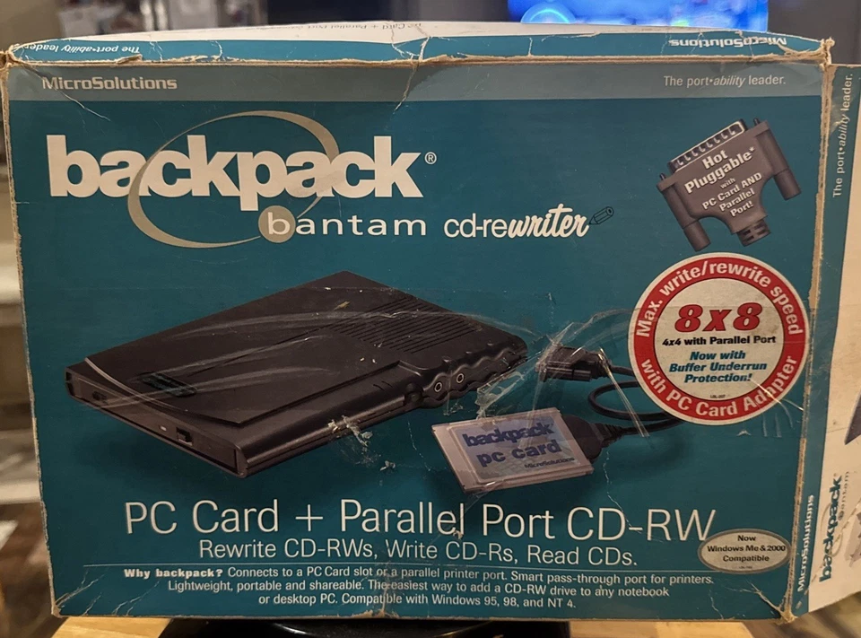 Micro Solutions Mochila Bantam Porta Paralela CD-ROM Drive 180100- Rara Completa - Imagem 2 de 4