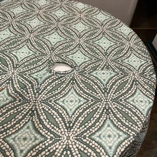 Tommy Bahama Green Geometric 70" Round Umbrella Outdoor/Indoor Tablecloth