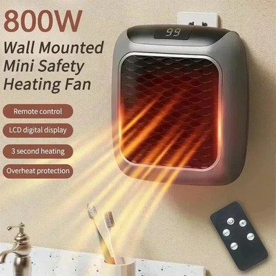 800W Mini Electric Heater PTC Ceramic Wall Mounted Bathroom Heater Remote