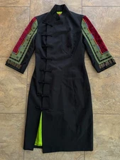 Shanghai Tang Qipao Dress Womens 4 Frog Closure Asian Mandarin Embellished Rare
