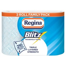 Regina Blitz Household Towel, 3-Ply, 3 Rolls