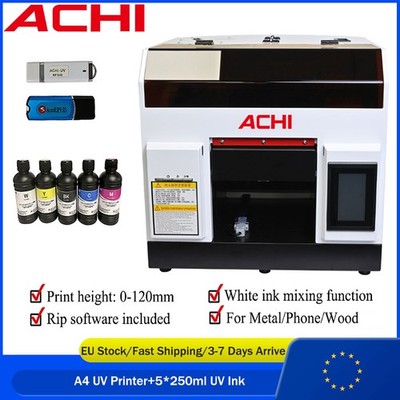 【EU】ACHI A4 UV-Drucker Flachbettdrucker Epson L800 Düse für TShirt Flach gedruck
