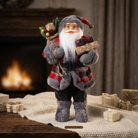 Deko Weihnachtsmann 45Cm Finn Grau Stehend Santa Claus Dekofigur Weihnachtsdeko