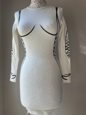 New Maniere De Voir SKETCH CONTOUR MINI DRESS - OFF WHITE size 6