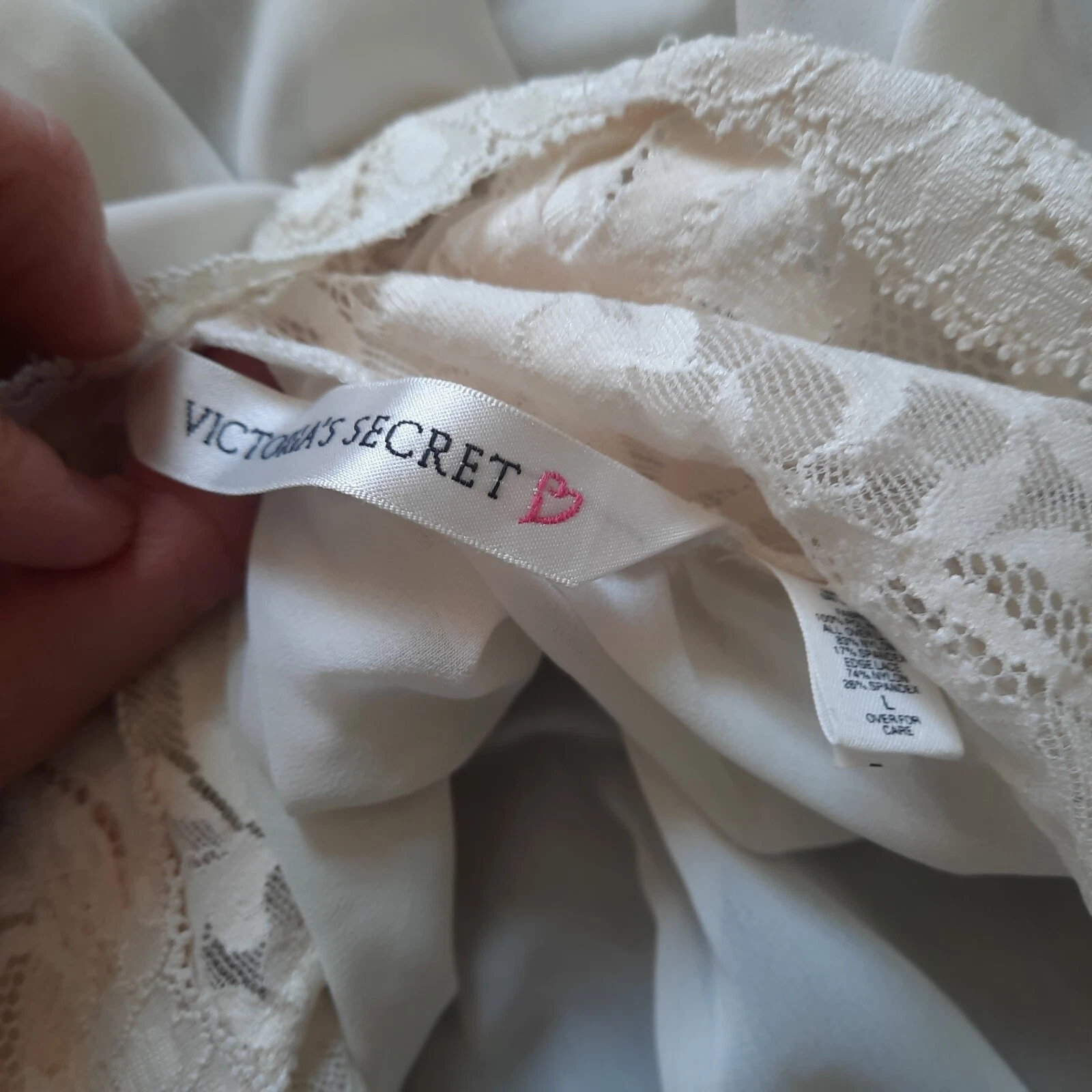 UNDERCOVER VINTAGE Victoria Secret abito slip pizzo top V retro lunghezza intera taglia L bianco avorio