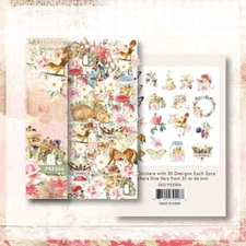 40Pcs Vintage Floral Bird Stickers Washi Paper Labels DIY Scrapbooking Journal