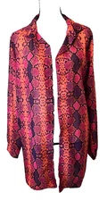 Boohoo Womens Orange Multi Snake Print Open Front Cardigan Sz Large