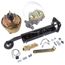 Universal Firewall Mount Power Brake Pedal 7" Dual Booster Master Disc/Drum Kit