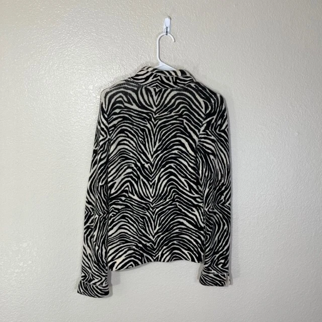 White and Warren Cashmere Jacket Womens Small Blazer Zebra Print One Button - Image 4 of 4