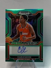 2022 Panini Prizm Draft Charlie Moore College Penmanship Prizms Green Auto Miami