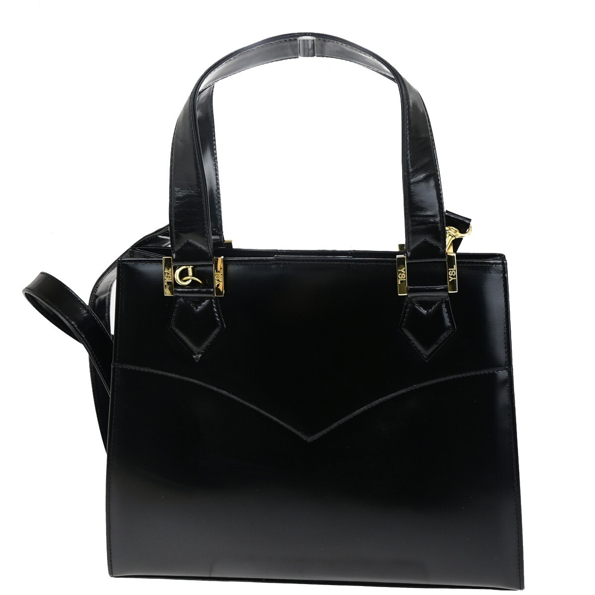 Borsa a mano YVES SAINT LAURENT YSL logo 2 vie tracolla pelle nera 36FB059