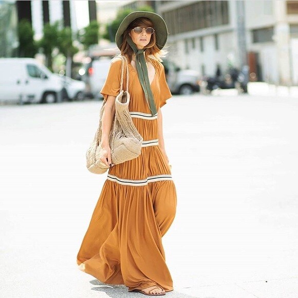 Zara Studio Limited Edition Maxi Brown Flowing Dress Size