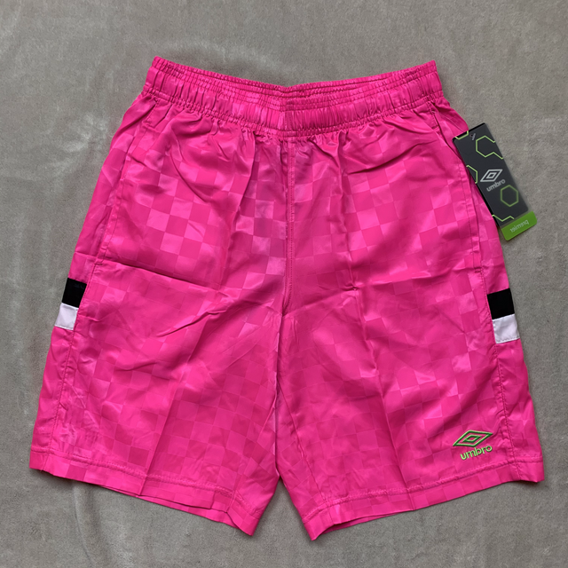 Umbro Neon Pink Nylon Checkered Soccer Shorts With Pockets Size L Men