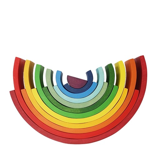 12pcs XLarge Rainbow Wooden Stacker Building Blocks Nesting Montessori Grimm Toy - Picture 8 of 36