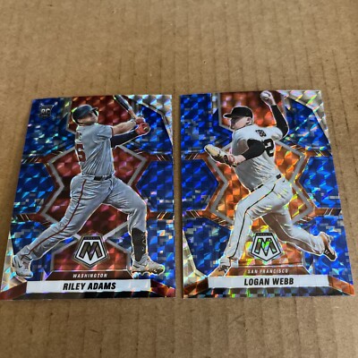 2022 Mosaic BLUE PRIZM Logan Webb #180 & Riley Adams #253 Baseball Card (e1)