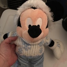 Disney Store Mickey Snowflake Winter Plush 16  Christmas Holiday Stuffed Animal
