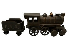 Antique Cast Iron Train Engine Coal Car PRR Toy Hobby 3.75 H x 8 W