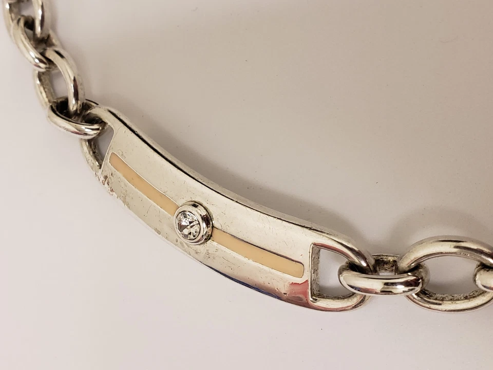 RARO! Collar Tommy Hilfiger de 5 eslabones con detalles de estrás y esmalte de acero inoxidable Foto 2 de 4