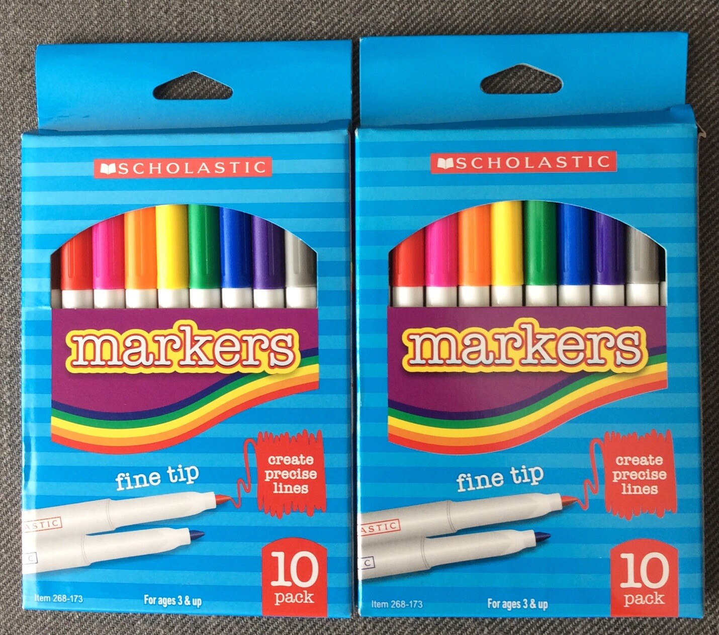 Markers 10 Pack Lot Of 2 (2Pack) Nontoxic 20 Total Markers Fine Line Scholastic-image